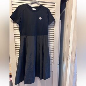 Moncler Black Taffeta Midi Dress